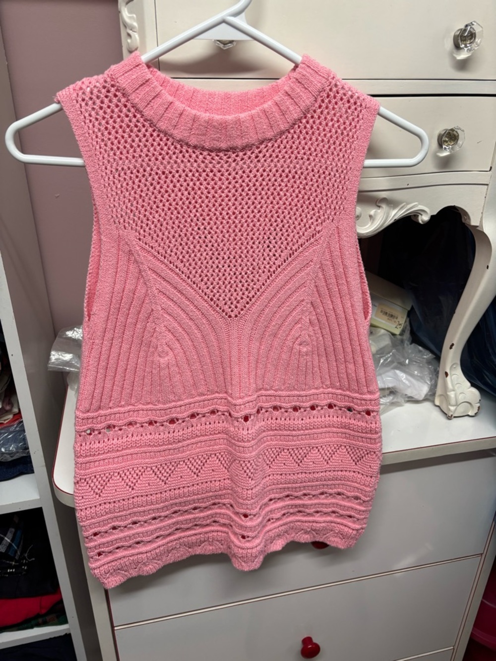 Zara Coral Pink Openwork Knit Tank